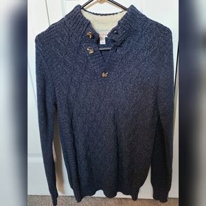 Boy's blue knit sweater, Blue, 3 button. LG 12/14